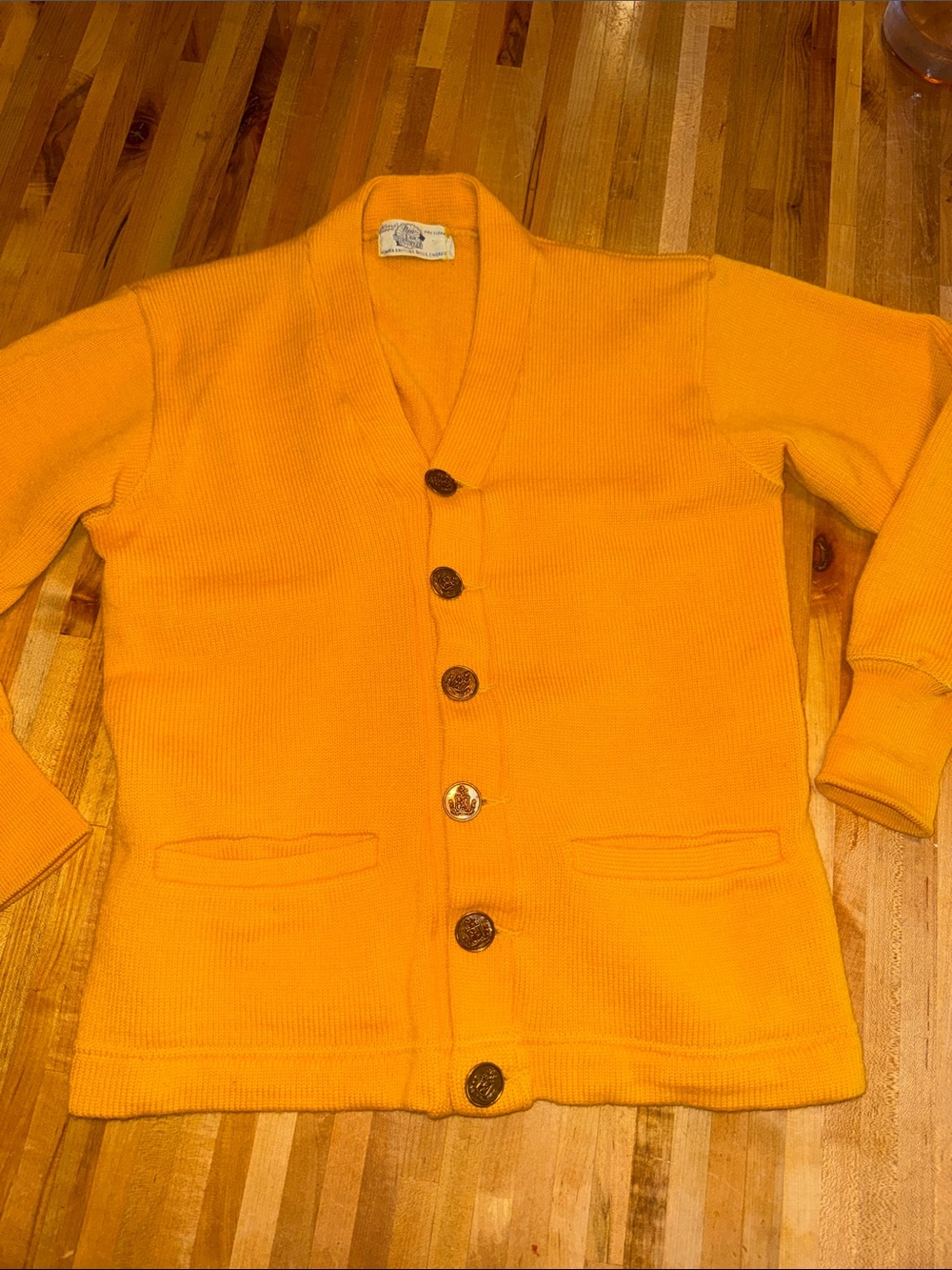 New Era Knitting Mills Bright Yellow Vintage Cardigan 100% Wool